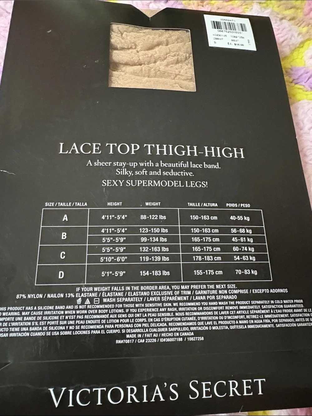 🕷️ Victoria’s Secret LACE TOP THIGH-HIGH STOCKINGS SIZE B NUDE NEW
